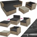Canap� de jardin en rotin pour 4 � 5 personnes marron naturel