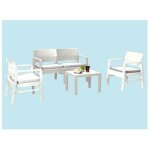 Salon int�rieur et ext�rieur compos� de : 2 fauteuils, 1 canap� 2 places et 1 table basse, avec coussins, ...