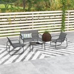 Salon de jardin avec 1 canap� 2 places, 2 fauteuils et 1 table basse, pour 4 personnes et terrasse, maille, ...