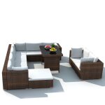 Vidaxl - salon de jardin 10 pcs avec coussins r�sine tress�e marron