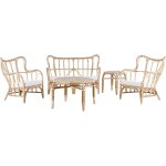 Salon de jardin 2 chaises fauteuils table basse bout de canap et banquette en rotin naturel pour extrieur ...