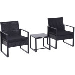Outsunny - salon de jardin 2 places 3 pièces 2 chaises avec coussins + table basse plateau verre trempé ... Outsunny - salon de jardin 2 places 3 pièces 2 chaises avec coussins + table basse plateau verre trempé ...