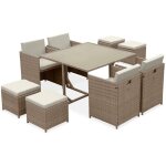 Salon de jardin 4 - 8 places ? vabo ? table encastrable beige / beige