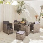 Salon de jardin 4 - 8 places ? vabo ? table encastrable nuances de gris / gris chin�