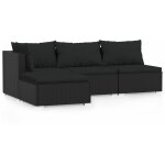 Vidaxl - salon de jardin 4 pcs avec coussins noir résine tressée Vidaxl - salon de jardin 4 pcs avec coussins noir résine tressée