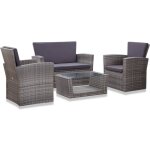 Vidaxl ? salon de jardin 4 pcs ? ensemble en r�sine tress�e gris ? 1 table 85x49, 5x35cm, 1 banc 125x66x87cm, ...