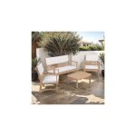 Beau rivage - salon de jardin 4 places en bois d'acacia naturel et beige