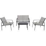 Salon de jardin m�tal textilene 4 personnes canap� fauteuils table ext�rieur terrasse kallia
