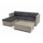 Salon de jardin 4 places en r�sine tress�e gris et noir balleny