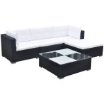 Salon de jardin 5 pcs avec coussins r�sine tress�e noir vidaxl