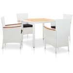 Salon de jardin 5 pcs rsine tresse blanc vidaxl