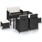 Salon de jardin 6 pcs avec coussins rsine tresse noir vidaxl
