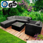 Salon de jardin 6 places 5 - 6 personnes, rotin tress� alu, cosy noir tr�s fin et �l�gant, confortable, ...