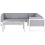 Beliani - salon de jardin 6 places en aluminium gris et blanc avec table basse moderne castella