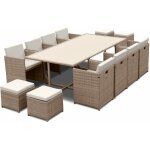 Salon de jardin 8 - 12 places ? vabo ? table encastrable beige / beige
