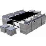Salon de jardin 8 - 12 places ? vabo ? table encastrable nuances de gris / gris chin�