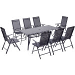 Table de jardin et 8 chaises en aluminium rimini