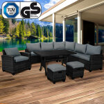 Salon de jardin 8 personnes, 8 places rotin tress alu, hacienda en noir / gris trs fin et lgant, ...