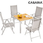 Salon de jardin aluminium bern 4 + 1 chaise dossier haut pliable 7 positions