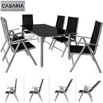 Casaria ? ensemble table et chaises de jardin 7 pi�ces ? aluminium laqu� ? table 150x90cm avec plateau ...