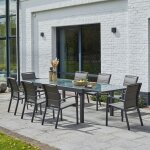 Berah getah - salon de jardin en aluminium gris extensible 8 / 12 places