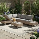 Salon de jardin angle 4 - 5 personnes, avec canap�, table, coussins amovibles lavables, rotin synth�tique, ...