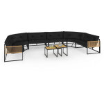 Salon de jardin bas rio 12 places salon d'angle structure m�tal noir et cordage effet rotin avec coussins ...