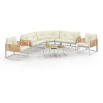 Salon de jardin bas rio 8 places salon d'angle structure m�tal blanc et cordage effet rotin avec coussins ...