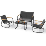 Salon de jardin bealife ensemble meuble ext�rieur en textil�ne avec 1 chaise double 2 chaises ber�antes ...