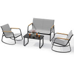 Salon de jardin bealife ensemble meuble ext�rieur en textil�ne avec 1 chaise double 2 chaises ber�antes ...