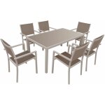 Happy garden - salon de jardin bergamo en textil�ne taupe 6 places - aluminium taupe