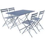 Sweeek - table de jardin bistrot pliante métal + 4 assises 110 x 70cm, avec quatre chaises pliantes, ... Sweeek - table de jardin bistrot pliante métal + 4 assises 110 x 70cm, avec quatre chaises pliantes, ...