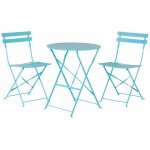 Beliani - salon de jardin bistrot table et 2 chaises en acier bleu fiori