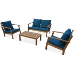 Salon de jardin en bois 4 places - ushua�a - canap�. fauteuils et table basse en acacia. design bois ...
