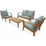 Salon de jardin en bois 4 places - ushua�a - canap�. fauteuils et table basse en acacia. design bois ...