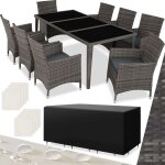 Salon de jardin avec cadre en aluminium avec plateaux en verre de scurit 2 sets de housse, housse de ...