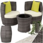 Tectake - salon de jardin avec cadre en aluminium avec plateau en verre de s�curit� empilable