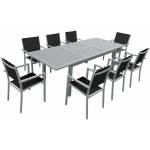 Happy garden - salon de jardin capri extensible en textil�ne noir 8 places - aluminium gris