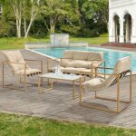Casa. pro - salon de jardin dallas en acier avec coussins imitation bois kaki noir [ ]