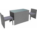 Happy garden - salon de jardin encastrable santorin en rsine tresse grise 2 places - coussins gris
