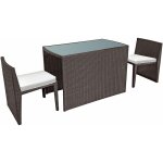 Happy garden - salon de jardin encastrable santorin en rsine tresse marron 2 places - coussins ivoire ...