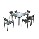 Console extensible et 6 chaises en aluminium olhao