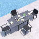 Salon de jardin exterieur 8 personnes, 8 + 1 mobilier, 8 chaise empilable aluminium et 1 80cm - 160cm ...