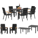Salon de jardin exterieur 8 personnes, 8 + 1 mobilier, 8 chaise empilable aluminium(dossier haut et accoudoirs ...