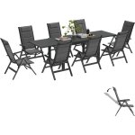 Salon de jardin exterieur 8 personnes, 8 + 1 mobilier, 8 chaise pliable aluminium et 1 130cm - 260cm ...
