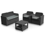 Salon de jardin grand soleil sorrento en poly rotin table basse fauteuils ext�rieur 4 places - noir