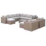Salon de jardin haut de gamme en r�sine tress�e arrondie verona 12 � 14 places beige / beige