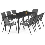 Salon de jardin idmarket madrid - table 190 cm et 8 chaises empilables - gris anthracite Salon de jardin idmarket madrid - table 190 cm et 8 chaises empilables - gris anthracite