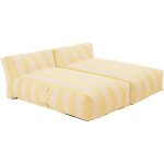 Salon de jardin modulable avec 2 m�ridiennes ray�es jaune clair - mixi