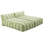 Salon de jardin modulable avec 2 m�ridiennes ray�es vert cactus - mixi